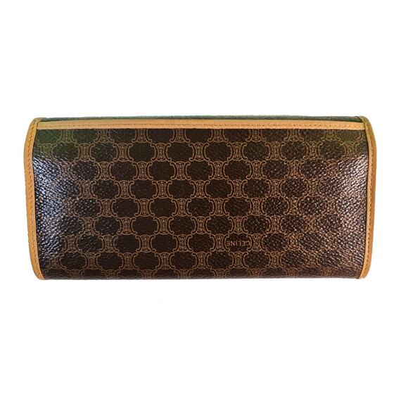 Celine Macadam Continental Coated Canvas/Leather Long Wallet w/Kiss Lock & Zip - Picture 2 of 11